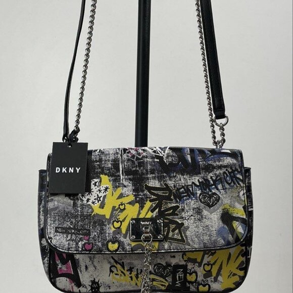 Dkny Handbags - NWT DKNY Graffiti Cleo Medium Flap Crossbody